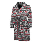 Skull Knitted Pattern Print Men's Bathrobe
