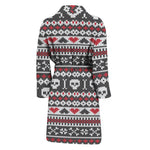 Skull Knitted Pattern Print Men's Bathrobe