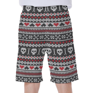 Skull Knitted Pattern Print Men's Beach Shorts