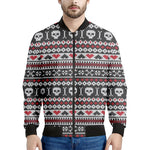 Skull Knitted Pattern Print Men's Bomber Jacket
