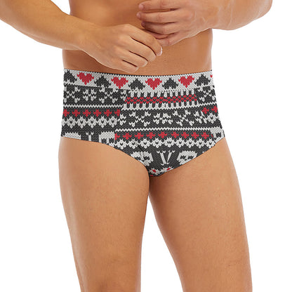 Skull Knitted Pattern Print Men's Briefs