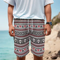 Skull Knitted Pattern Print Men's Cargo Shorts