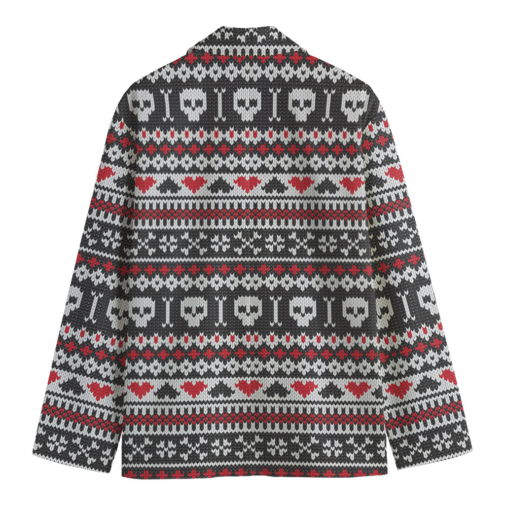 Skull Knitted Pattern Print Men's Cotton Blazer
