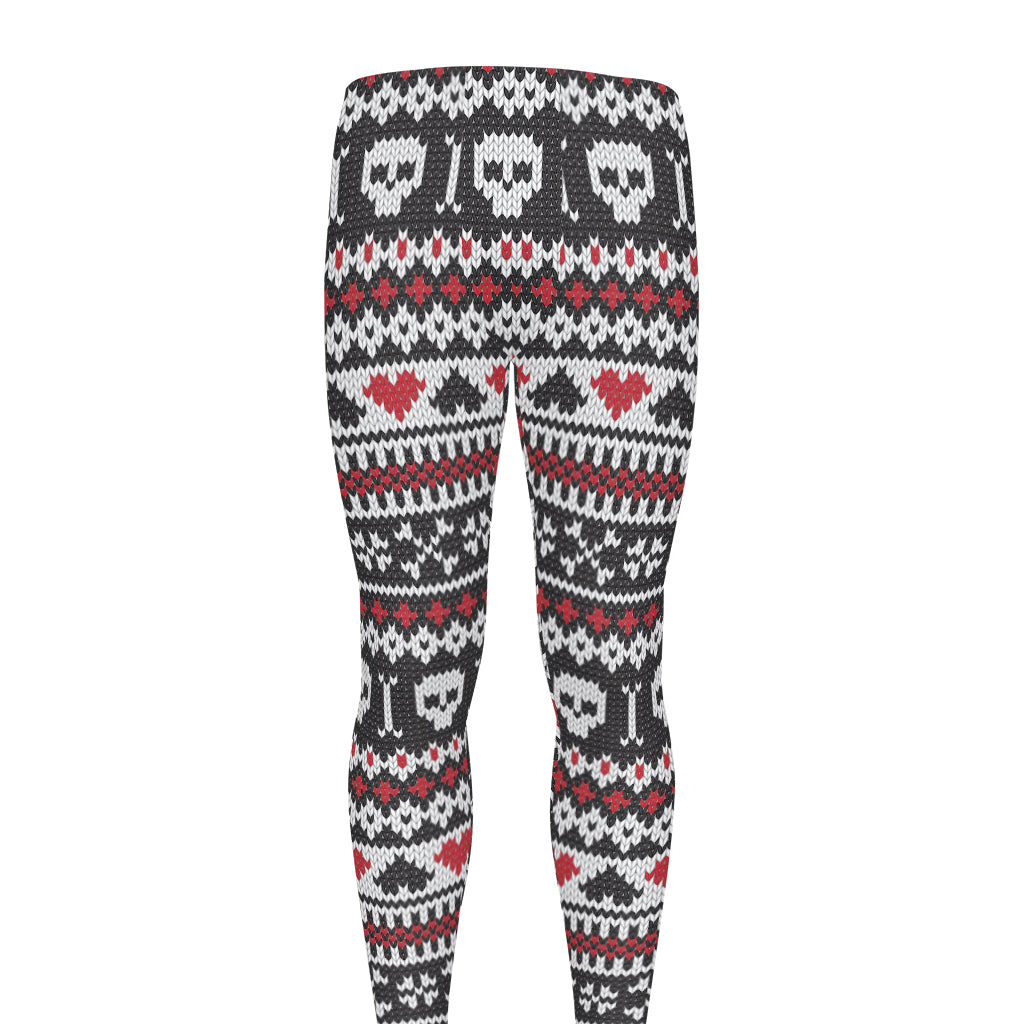 Skull Knitted Pattern Print Men's leggings