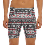 Skull Knitted Pattern Print Men's Long Boxer Briefs