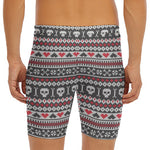 Skull Knitted Pattern Print Men's Long Boxer Briefs