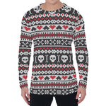 Skull Knitted Pattern Print Men's Long Sleeve T-Shirt