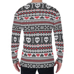 Skull Knitted Pattern Print Men's Long Sleeve T-Shirt