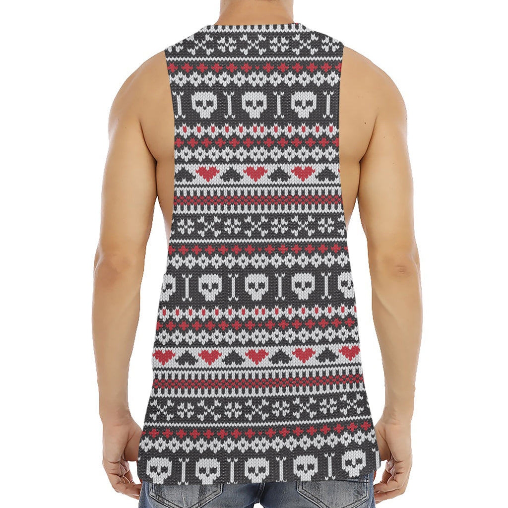 Skull Knitted Pattern Print Men's Muscle Tank Top