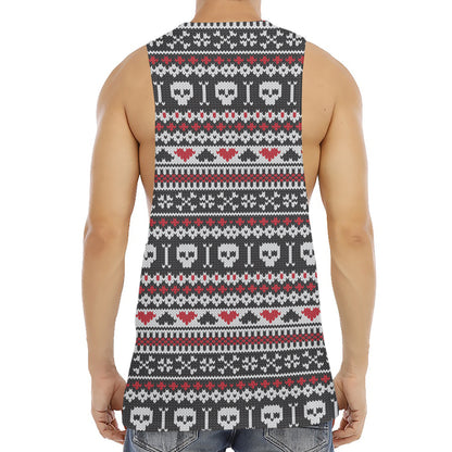 Skull Knitted Pattern Print Men's Muscle Tank Top