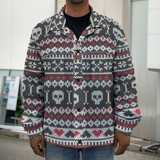 Skull Knitted Pattern Print Men's Shirt Jacket