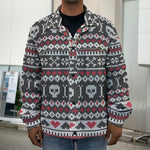 Skull Knitted Pattern Print Men's Shirt Jacket