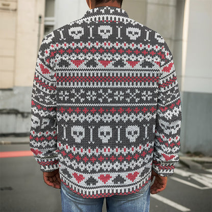 Skull Knitted Pattern Print Men's Shirt Jacket