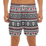 Skull Knitted Pattern Print Men's Split Running Shorts