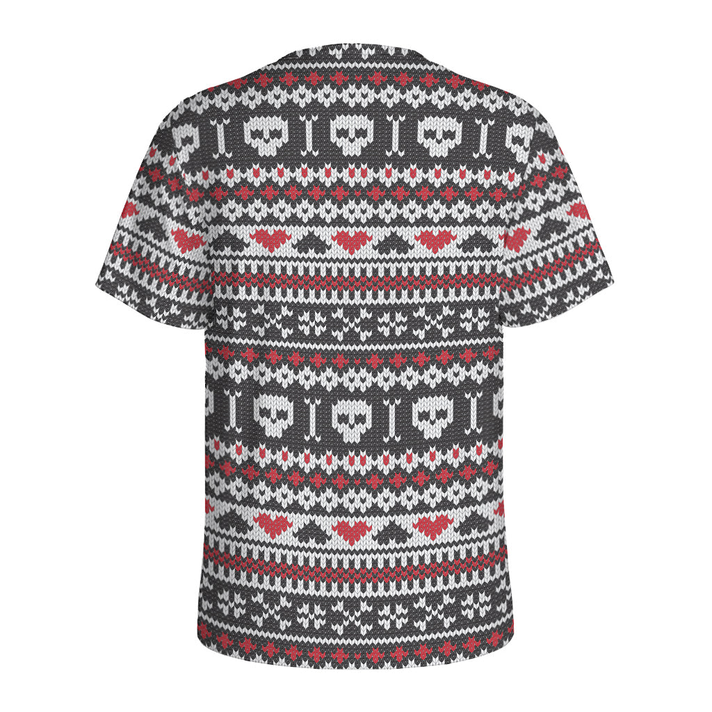 Skull Knitted Pattern Print Men's Sports T-Shirt