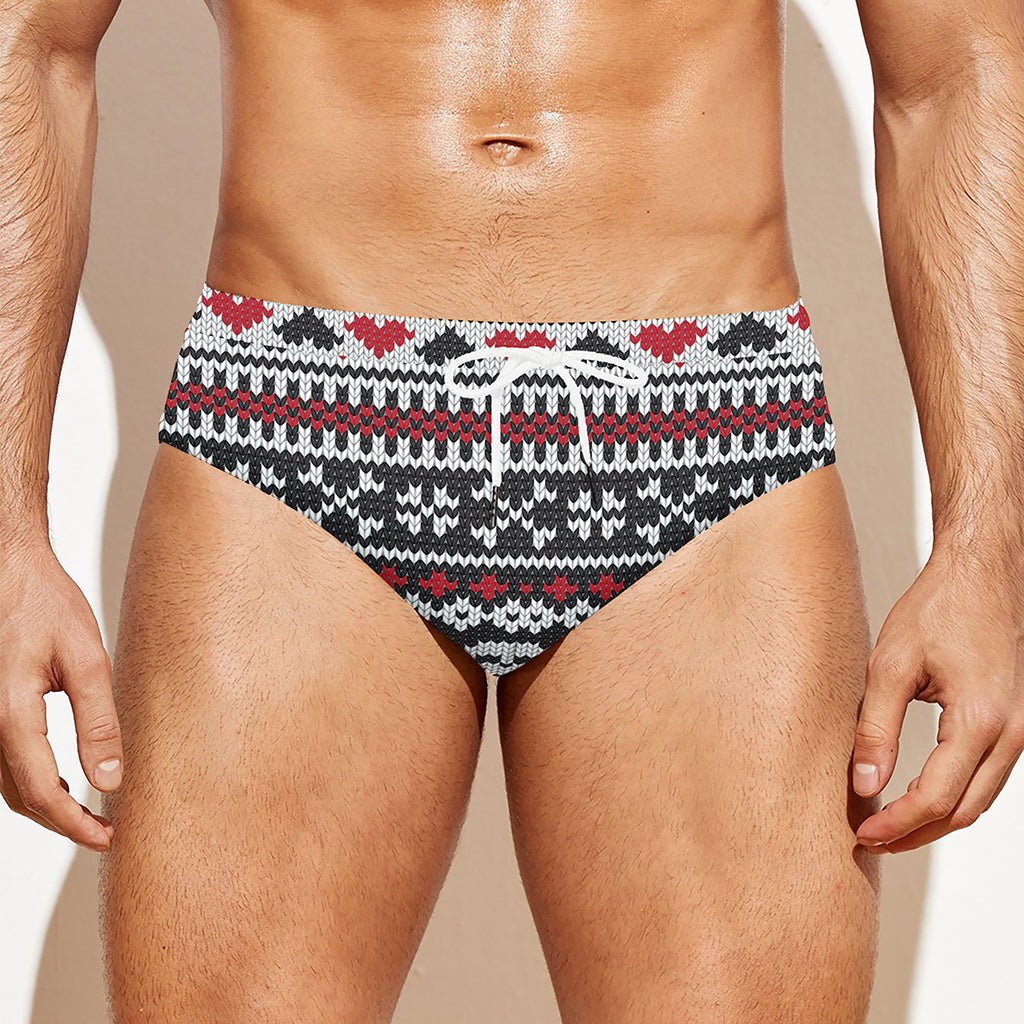 Skull Knitted Pattern Print Men's Swim Briefs