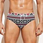 Skull Knitted Pattern Print Men's Swim Briefs