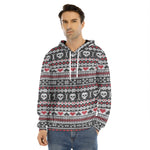 Skull Knitted Pattern Print Men's Velvet Pullover Hoodie