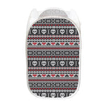 Skull Knitted Pattern Print Mesh Laundry Hamper