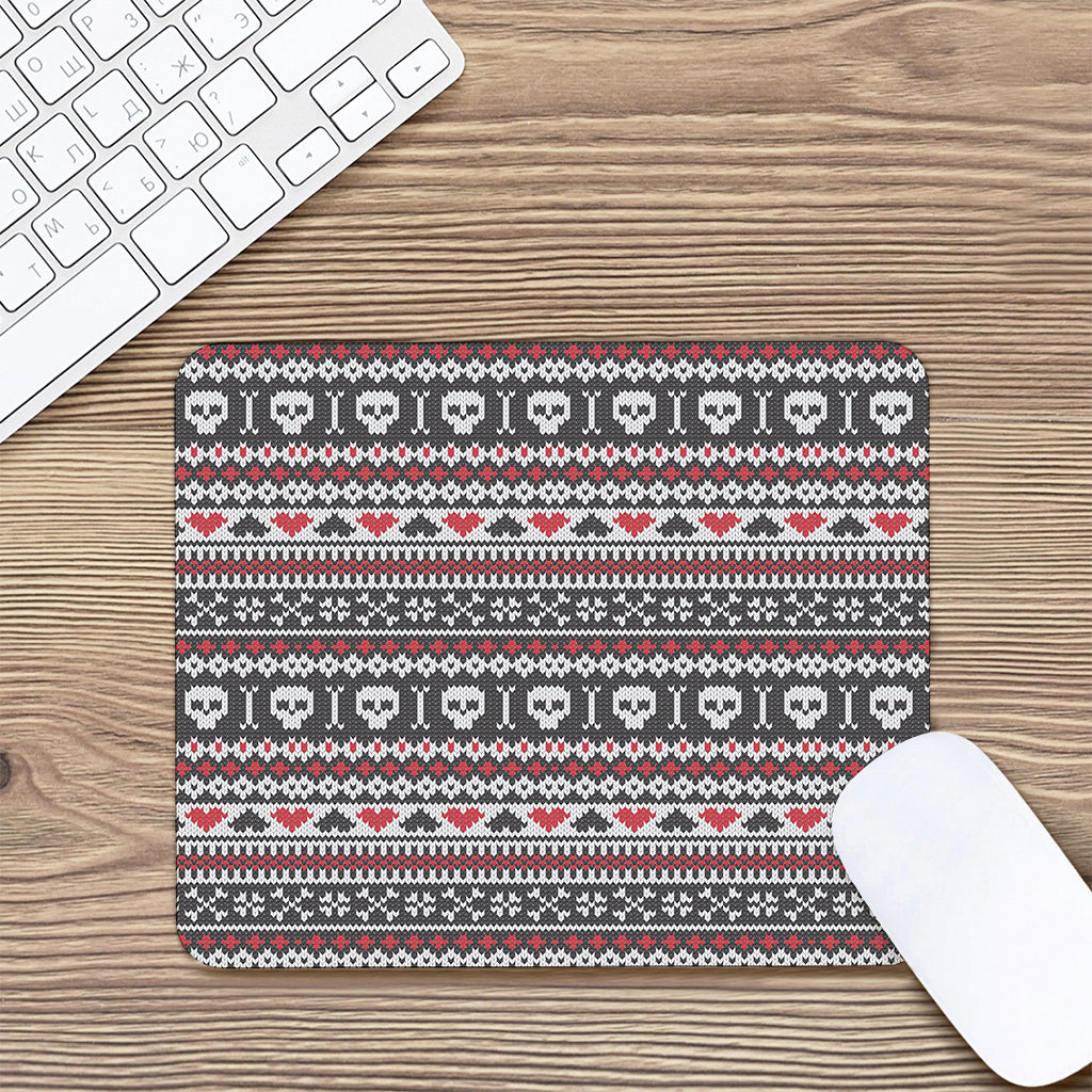 Skull Knitted Pattern Print Mouse Pad