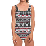 Skull Knitted Pattern Print One Piece Swimsuit