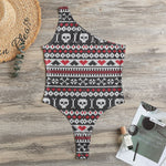 Skull Knitted Pattern Print One Shoulder Bodysuit