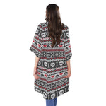 Skull Knitted Pattern Print Open Front Beach Cover Up