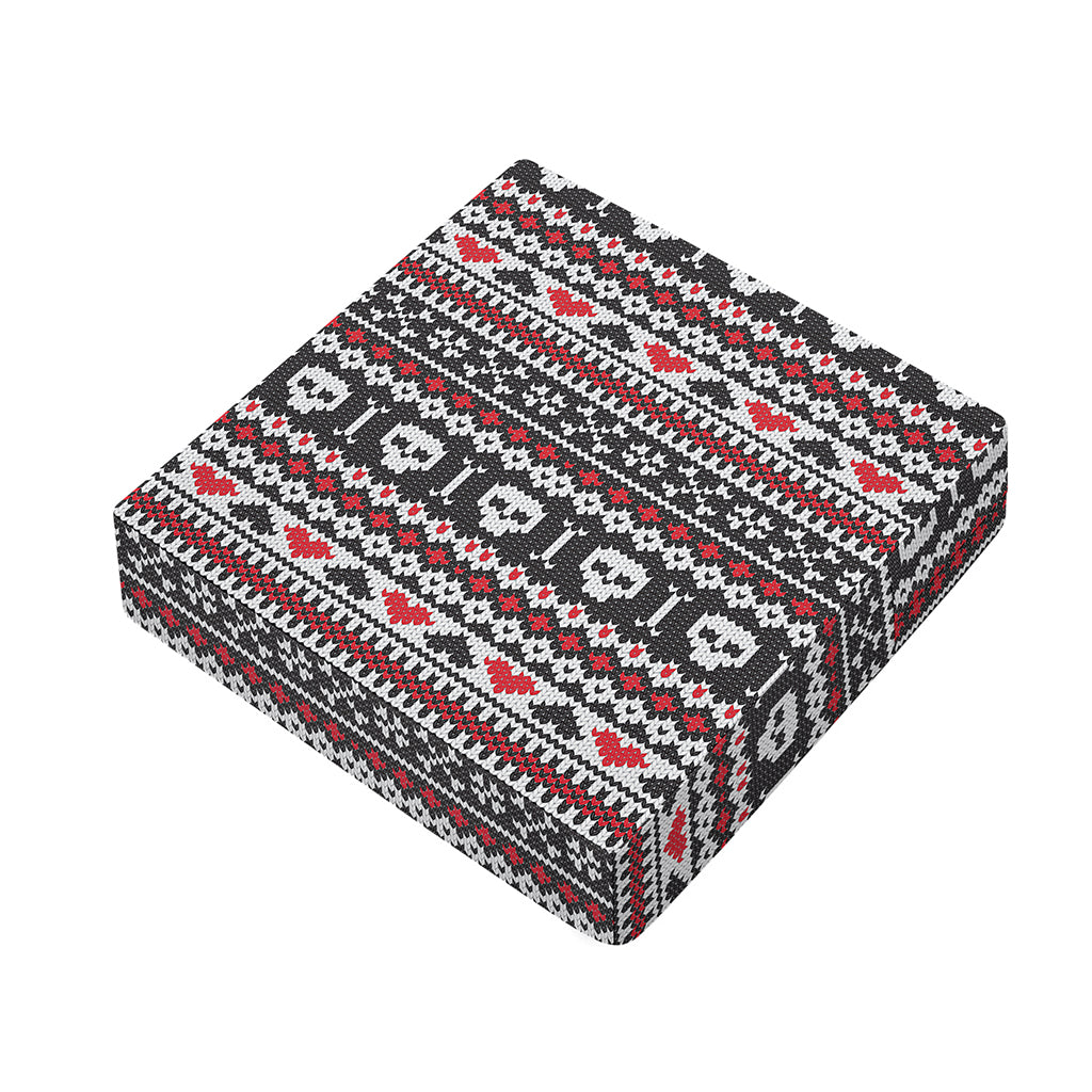 Skull Knitted Pattern Print Outdoor Seat Cushion Cover