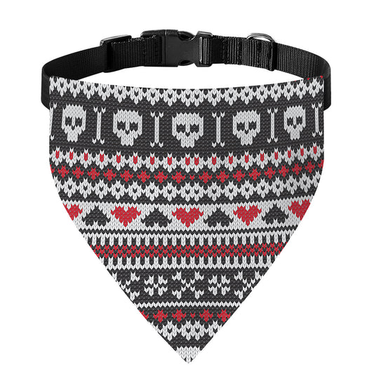 Skull Knitted Pattern Print Over The Collar Dog Bandana