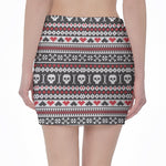 Skull Knitted Pattern Print Pencil Mini Skirt