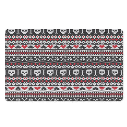 Skull Knitted Pattern Print Polyester Doormat