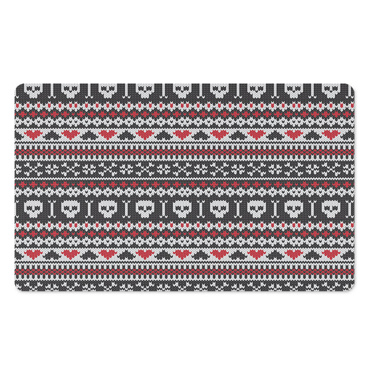 Skull Knitted Pattern Print Polyester Doormat