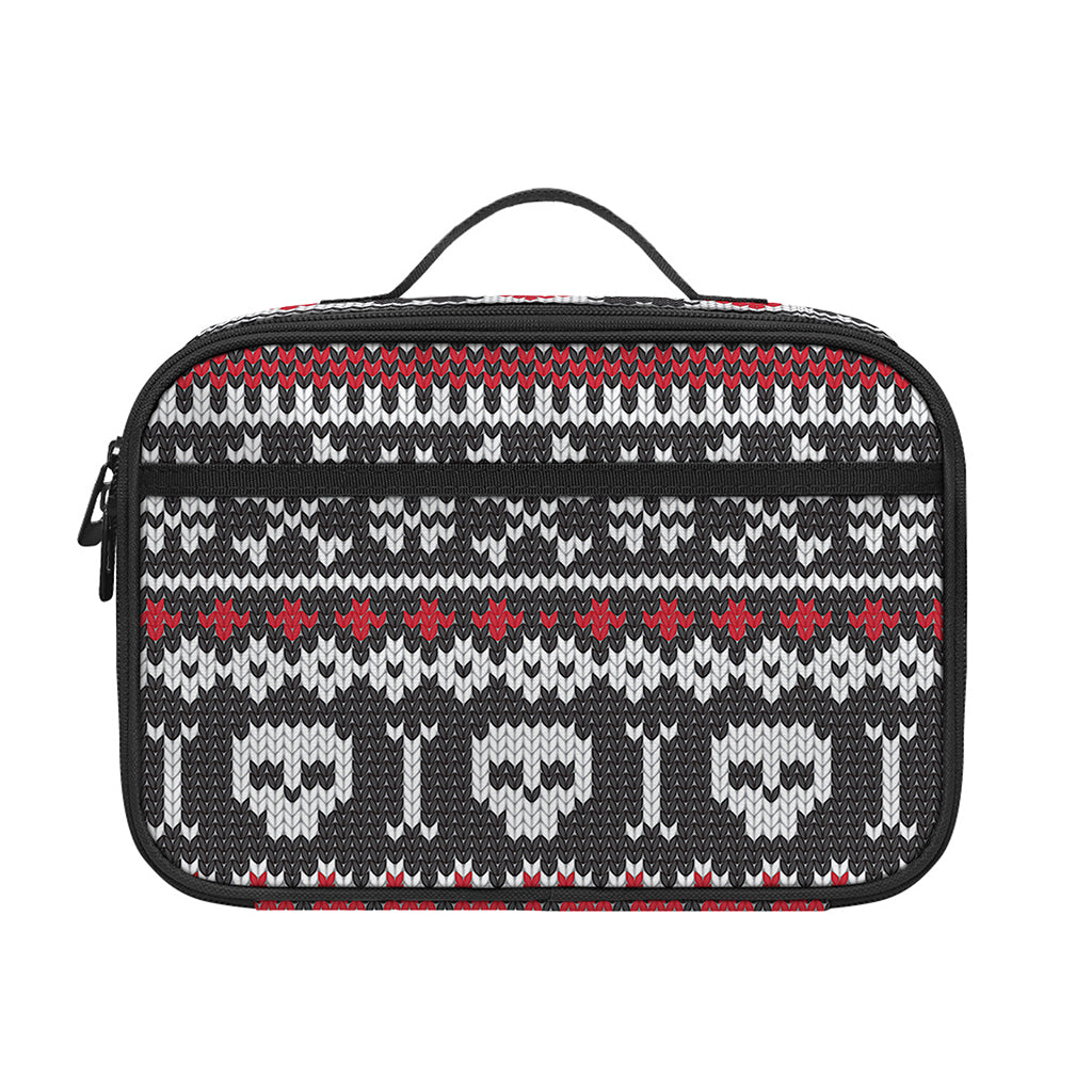 Skull Knitted Pattern Print Portable Lunch Bag