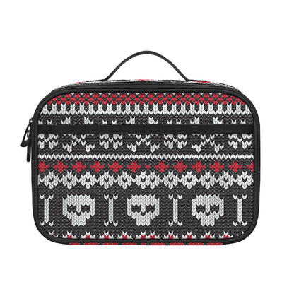 Skull Knitted Pattern Print Portable Lunch Bag