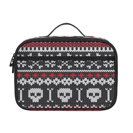Skull Knitted Pattern Print Portable Lunch Bag