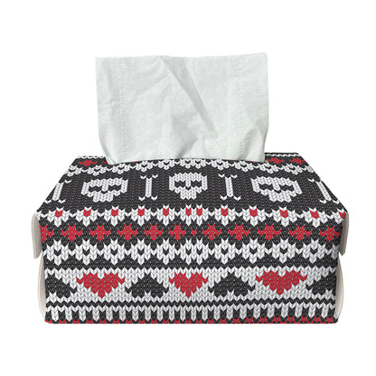 Skull Knitted Pattern Print Rectangle Tissue Box Cover