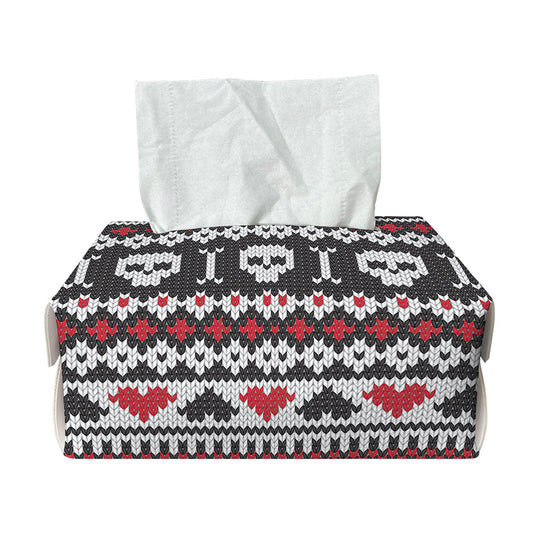 Skull Knitted Pattern Print Rectangle Tissue Box Cover