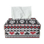 Skull Knitted Pattern Print Rectangle Tissue Box Cover