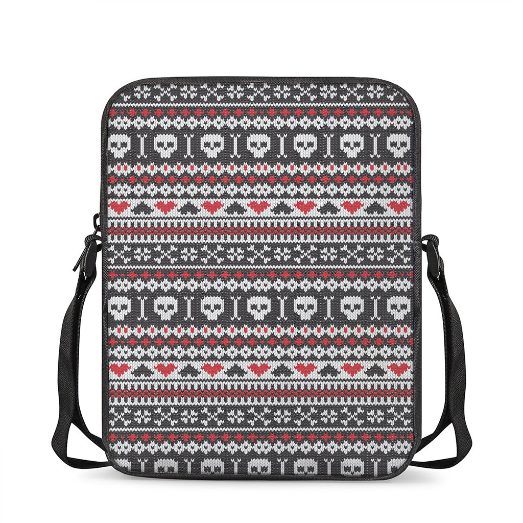 Skull Knitted Pattern Print Rectangular Crossbody Bag