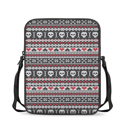 Skull Knitted Pattern Print Rectangular Crossbody Bag