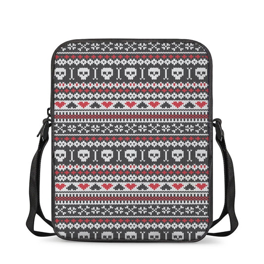 Skull Knitted Pattern Print Rectangular Crossbody Bag