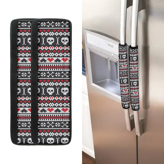 Skull Knitted Pattern Print Refrigerator Handle Covers