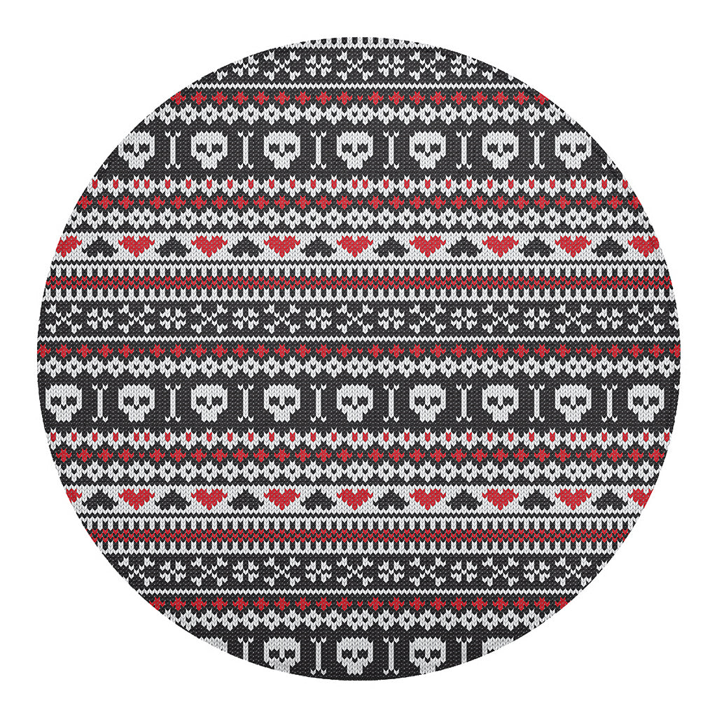 Skull Knitted Pattern Print Round Blanket
