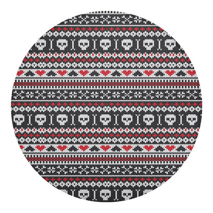 Skull Knitted Pattern Print Round Blanket