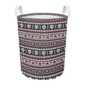 Skull Knitted Pattern Print Round Laundry Basket