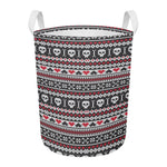 Skull Knitted Pattern Print Round Laundry Basket