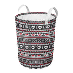 Skull Knitted Pattern Print Round Laundry Basket