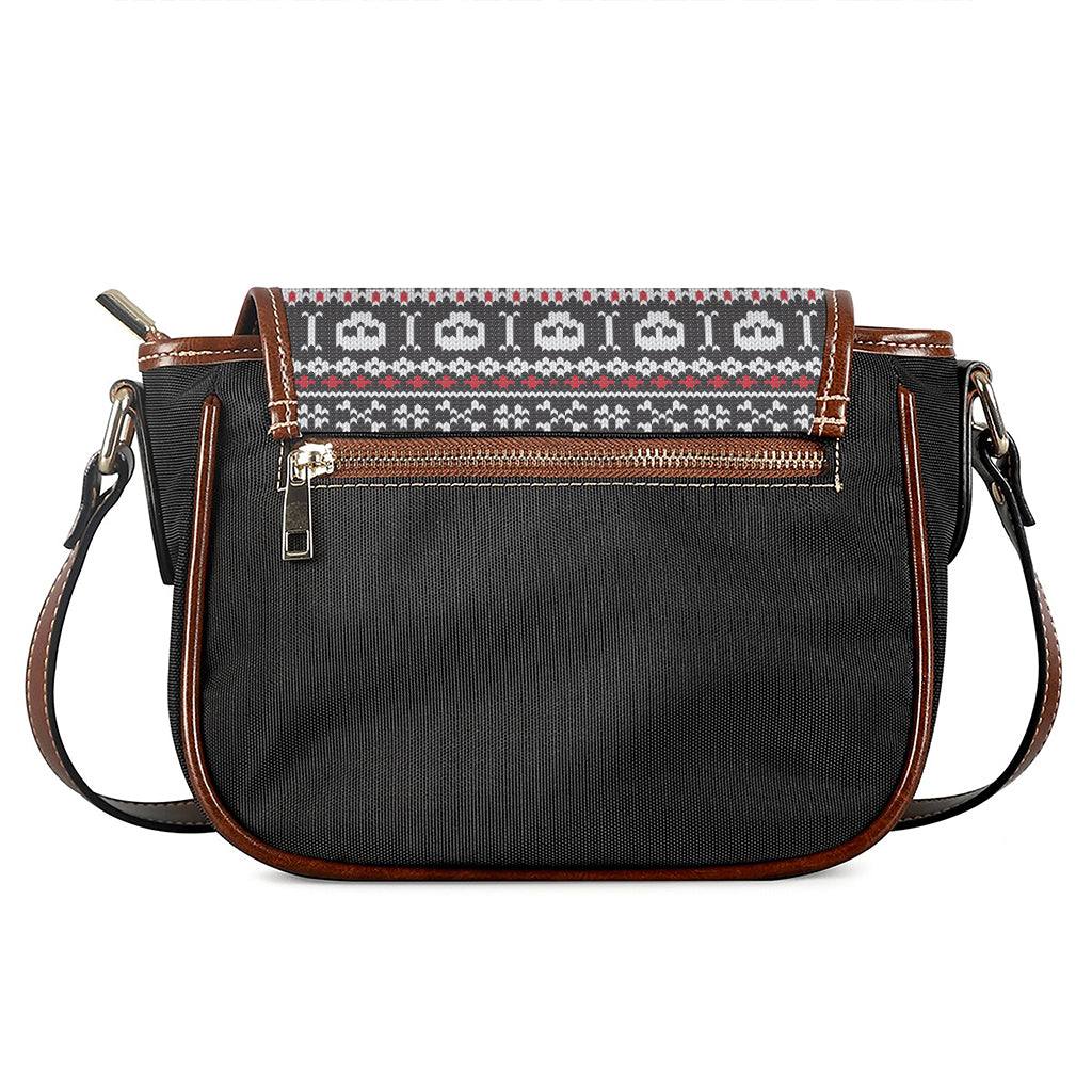 Skull Knitted Pattern Print Saddle Bag
