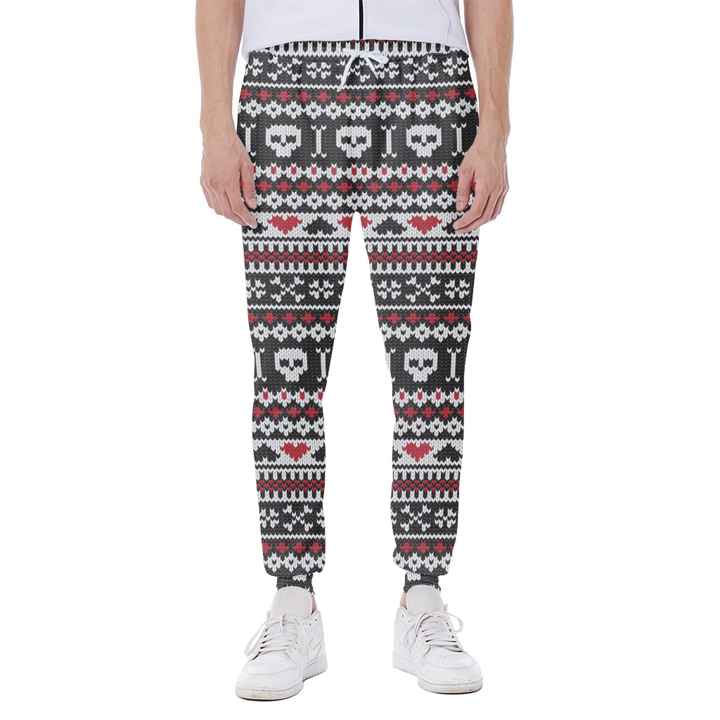 Skull Knitted Pattern Print Scuba Joggers