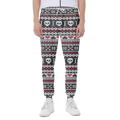 Skull Knitted Pattern Print Scuba Joggers